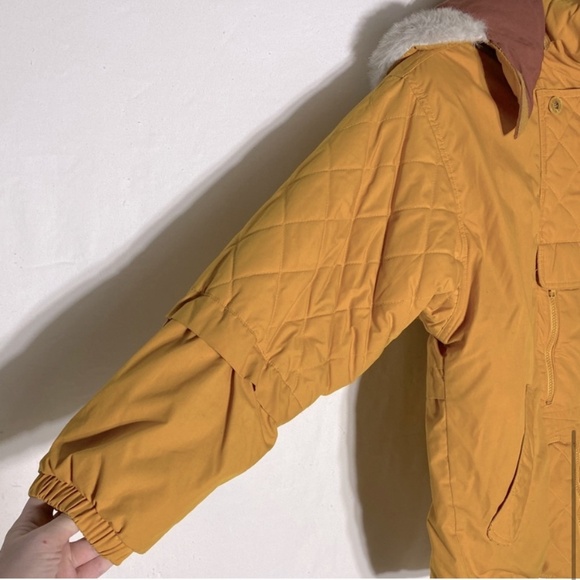 Vintage 90s Elements Mustard Yellow Coat With Removable Hood M - Picture 9 of 16